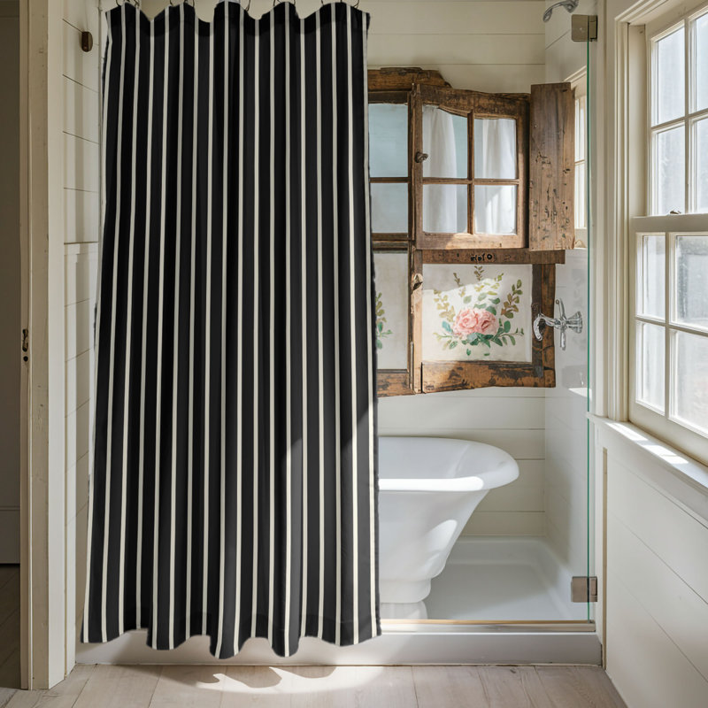 Beige Lines - Premium Shower Curtain, 74"H x 71"W