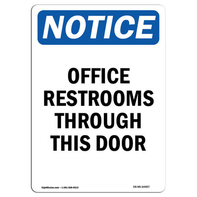 Offices Restrooms Through This Door Sign