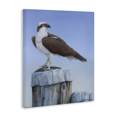  Art mural sur toile perchée, "Harbor Master Bird" par Valerie Rogers