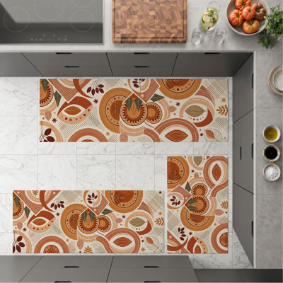 Tapis de cuisine lavables antidérapants Retro Circles