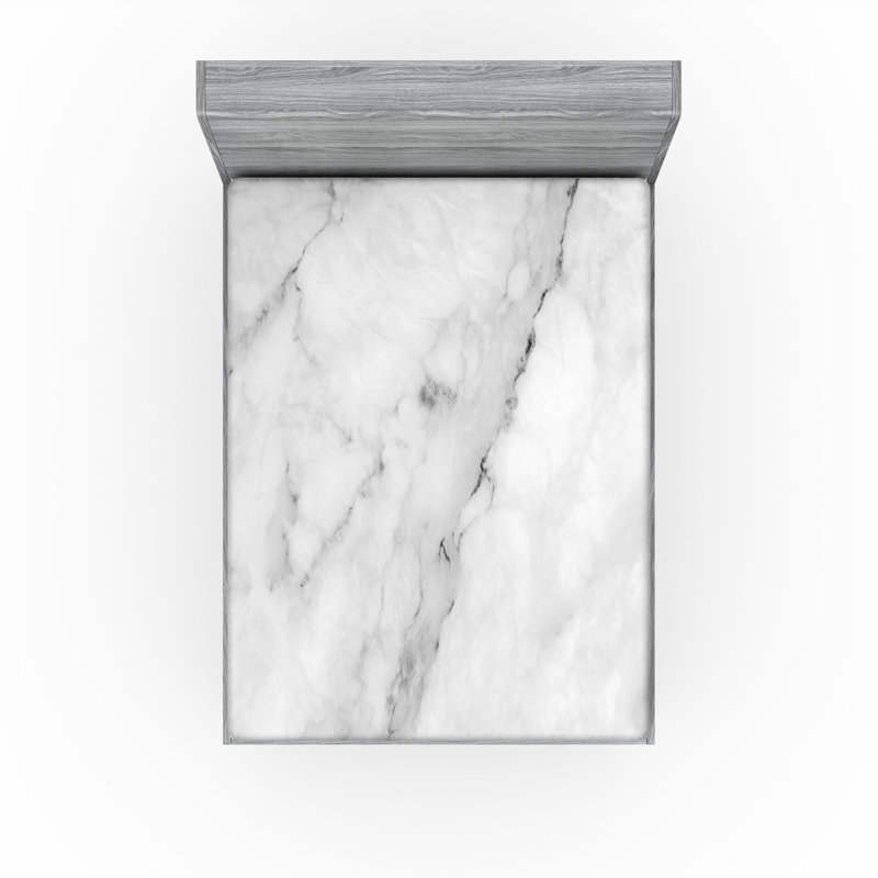 Drap-housse orange Ambesonne, Gris / poussière / marbre blanc 2, Drap-housse de taille double