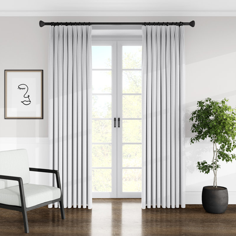 Phoenix Solid Room Darkening Pinch Pleat Single Curtain Panel, 20'' W x 84'' L, White