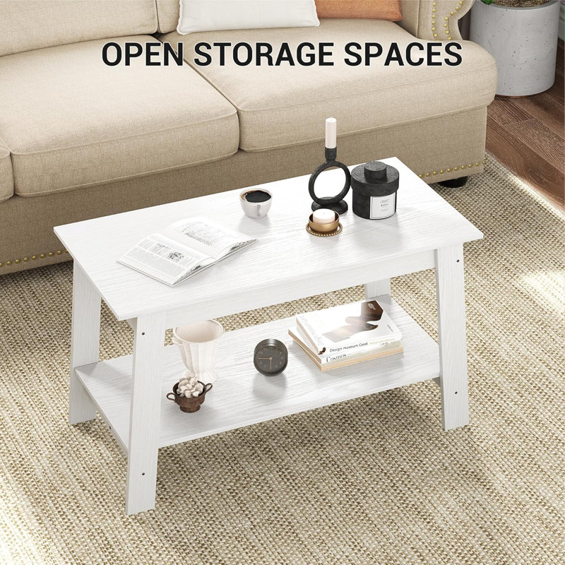 31.5 Inch Coffee Table with 2-Tier Storage, Modern Industrial Rectangular Living Room Table, Compact MDF & Particle Board Build, Durable & Easy Assembly, Ideal for Apartments & Offices