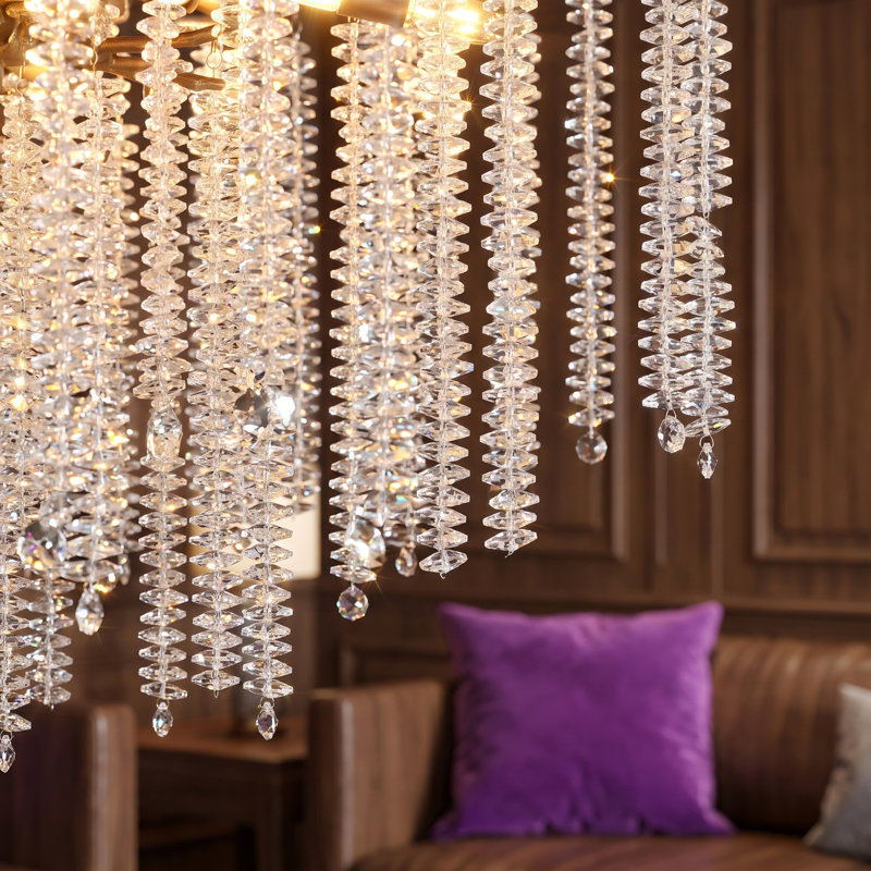 Lustre suspendu moderne en forme de goutte de pluie, 24 pouces, 8 lumières, cristal doré, branches d'arbre.