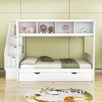 Godo Kids Twin Over Full Bunk Bed with Drawers