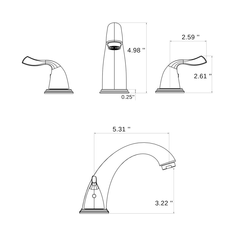 Bathroom Sink Faucet 8-Inch Brushed Nickel - 3 Holes 2 Handles, Solid Brass, Corrosion Resistance, Smooth Flow Aerator Handles In Hole Mount, Rust And , Water
