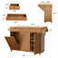 Îlot de cuisine mobile à roulettes de 140 cm de large - Abattant, étagère à épices, porte-serviettes, porte-couteaux, rangement pour poubelle de 38 litres - Table de rangement mobile et portable avec roulettes pour la cuisine-159992886
