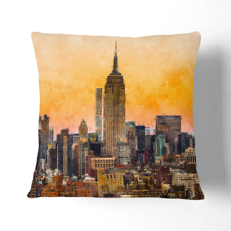 New York Skyline Cushion with Filling, 55cm H x 55cm W x 20cm D
