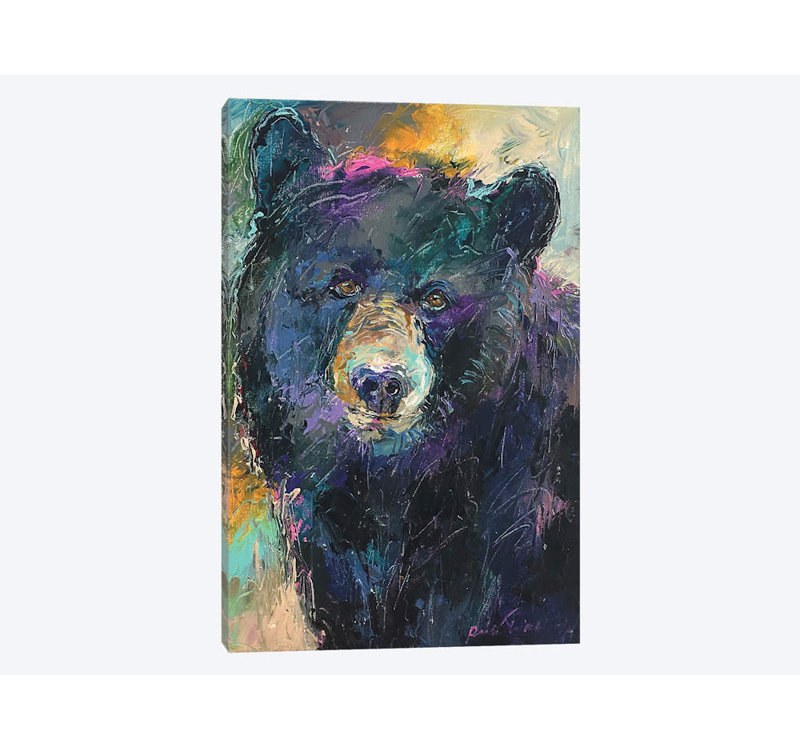 « art bear » par richard wallich, reproduction d’impression sur toile, H 12 po x l 8 po x P 0,75 po, Pas de tapis