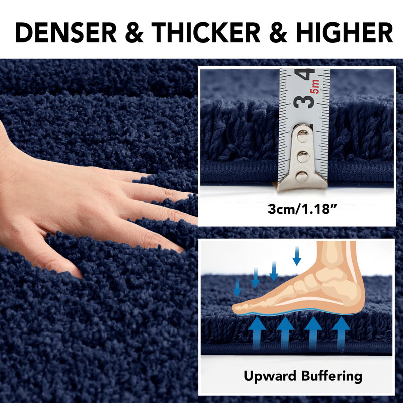 Toilet Rugs U Shaped, Extra Soft Plush Non Slip Washable Thick Contour Bath Rugs, 20 x 24, Navy Blue