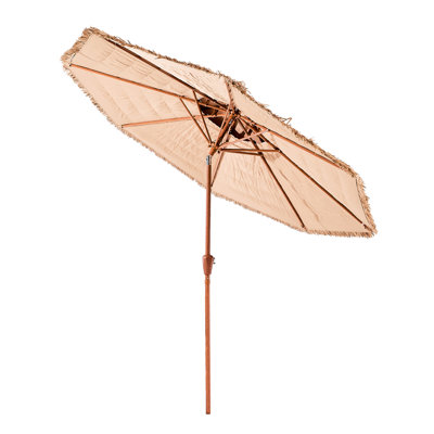 2 parasols de patio en chaume 9 pi, 30 inclinables, manivelle manuelle, matériau en polypropylène, 8 nervures en métal, protection solaire pour patio, piscine, plage, chaume, auvent, nervures
