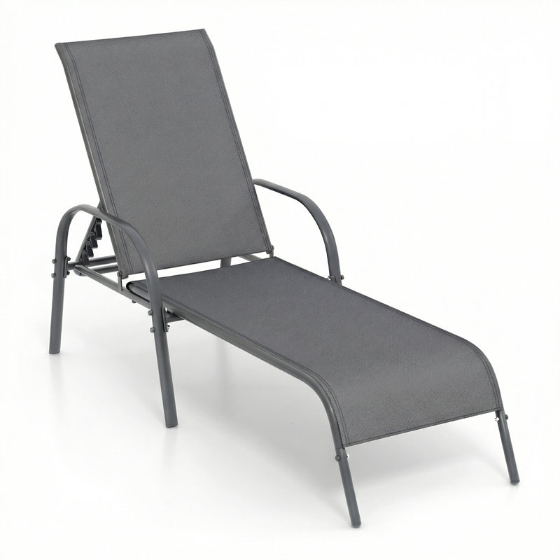 Outdoor Chaise Lounge, Grey, 1