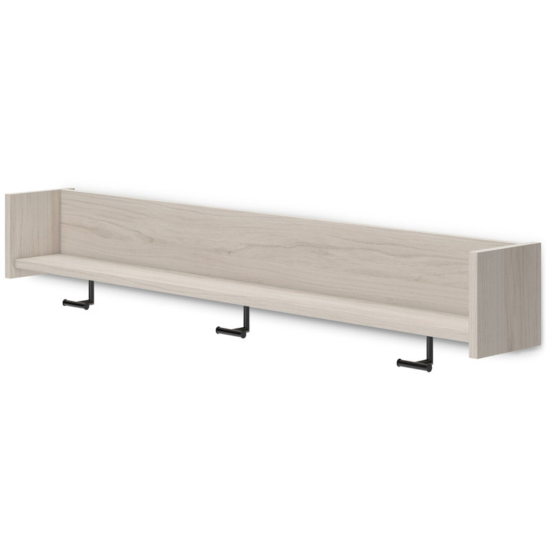 Soca Wall Mounted Coat Rack, 3 Hooks And Shelf, Light Natural Brown