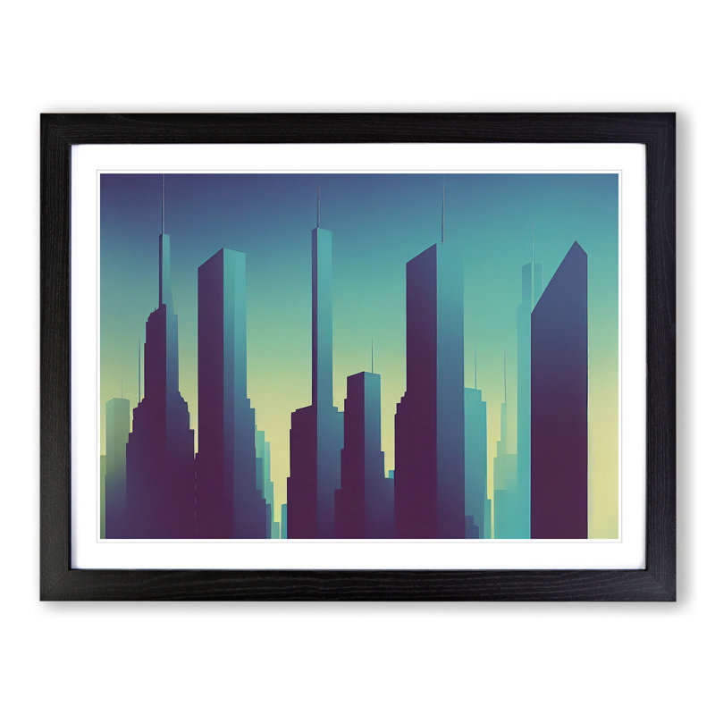 Glorious Skyscraper Skyline - Framed Print, 46cm H x 64cm W x 2cm D, Black