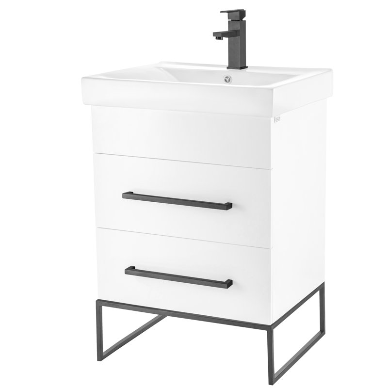 Ensemble de meuble-lavabo simple 24 po Taft Avenue, Blanc, Noir mat