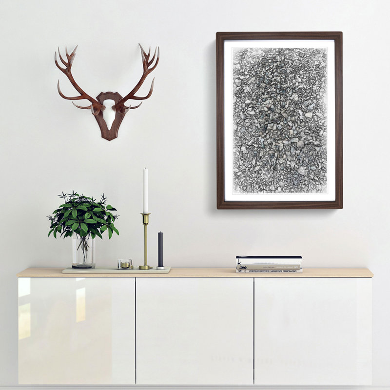 One Thousand Pebbles in Abstract - Picture Frame Graphic Art Print, 48cm H x 36cm W x 2cm D, Walnut Framed