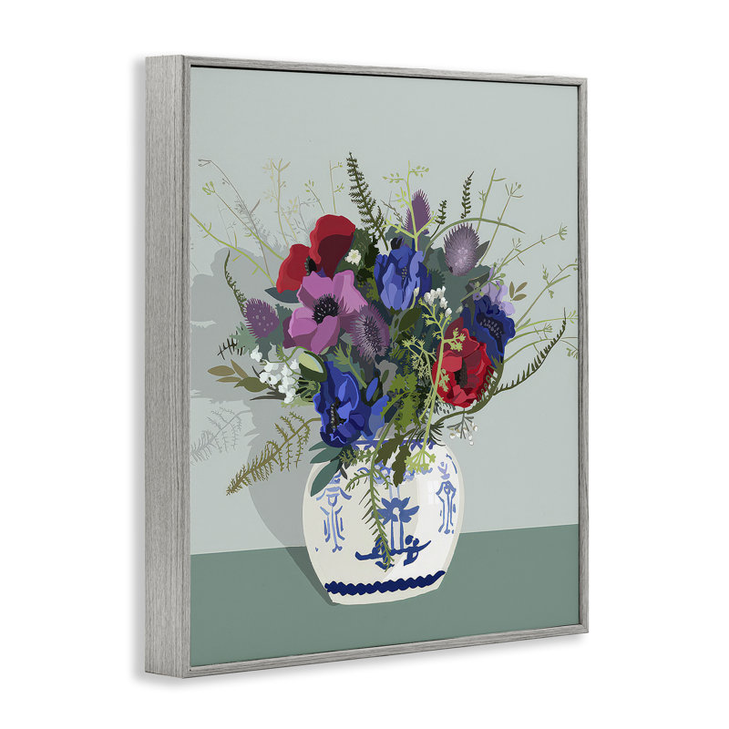 «Ginger Jar & Anemones», art de la giclée encadrée par Betty Boynes bg-113, Estampe numérique Farmhouse, H 14 po x l 11 po