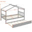 Lit simple en bois gris avec lit gigogne, conception spéciale, matériau en bois de pin, taille de sommeil confortable et polyvalente, structure en pin, hauteur de 62,8 po pour la chambre à coucher-58550245