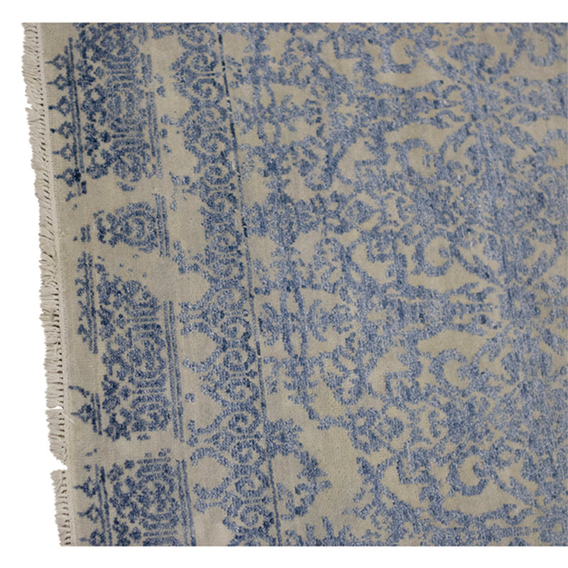 Hand Knotted Area Rug in Silver And Blue
