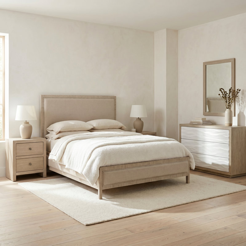 Oasis 5 Piece Queen Bedroom Set, 5 Pcs: Bed, 2 Nightstands, Dresser, Mirror, Queen