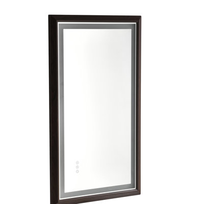 40 X 24 Inch Led Bathroom Mirror With Aluminum Frame, Wall Mounted, - Fog, 3 Colors, Stepless Dimming, Memory, Warm/natural , High Definition Brown, Good Decoration Dimmable, Definition,