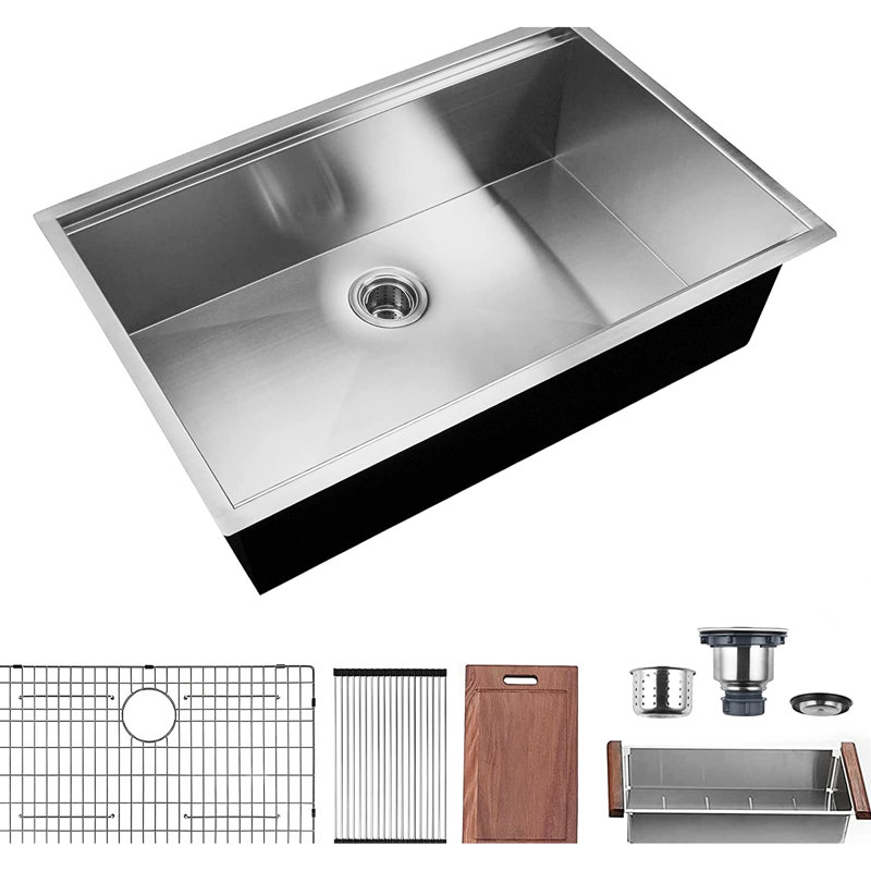 32X19 Inch Stainless Steel Workstation Sink - Various Accessories Included 18 Gauge Steel, Versatile