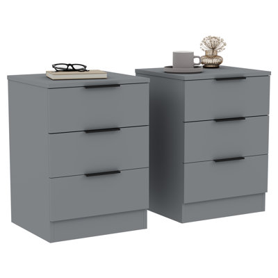 Tasheeka 3 Drawer Bedside Chest Modern Bedroom Nightstand Set Of 2