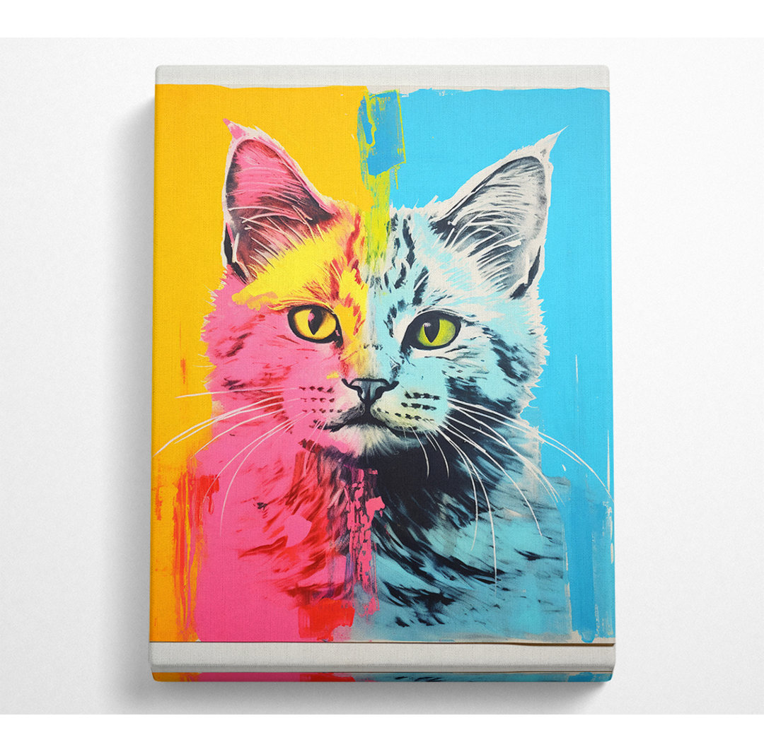 Katze im Warhol-Stil - Kunstdrucke auf Leinwand - Wrapped Canvas