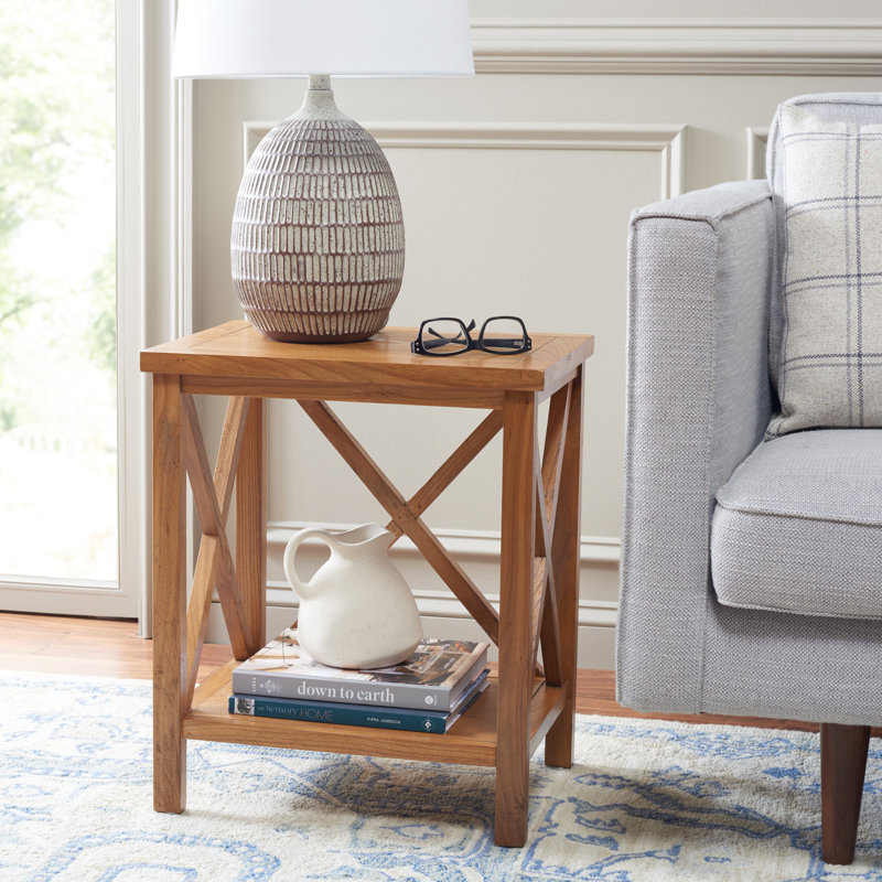 Paignt Solid Wood End Table, Oak