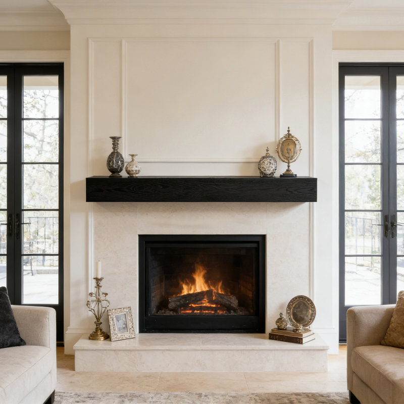 60" Fireplace Mantel –  Large Solid Cedar Wood Floating Shelf, Handcrafted Rustic Modern Wall-Mounted Mantel For Living Room, Media Room, Or Office