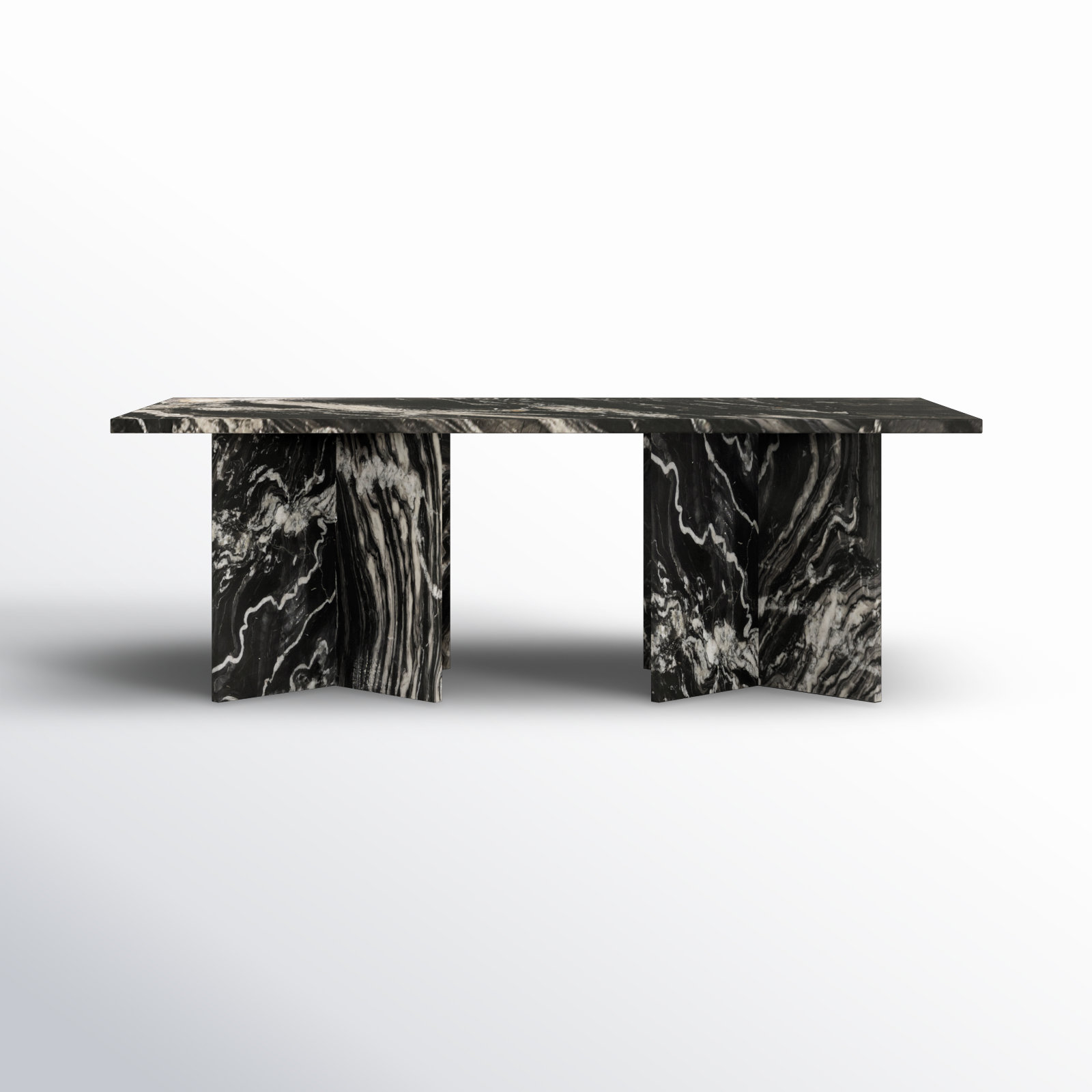 Verona 48" Genuine Marble Coffee Table, Black Marble