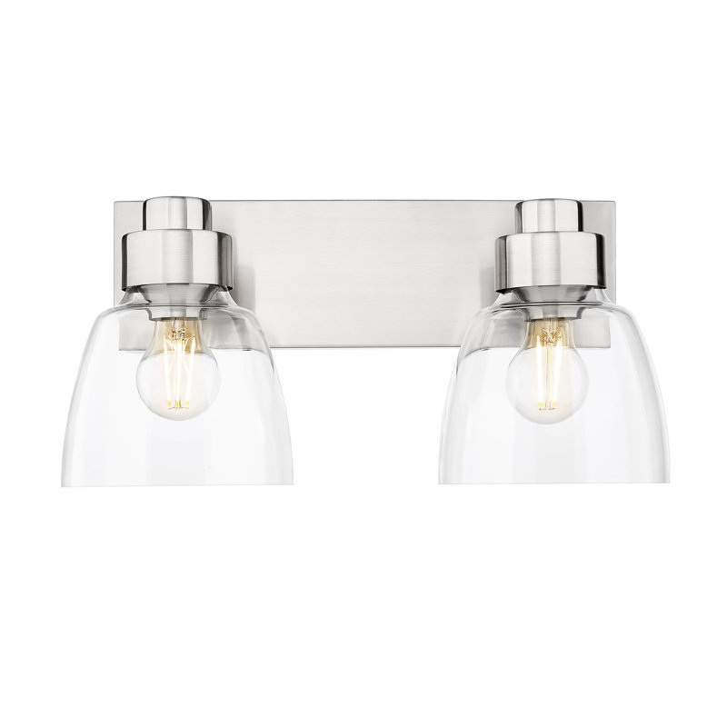 Ensemble de meuble-lavabo 2 lumières avec abat-jour en verre transparent Remy, Étain