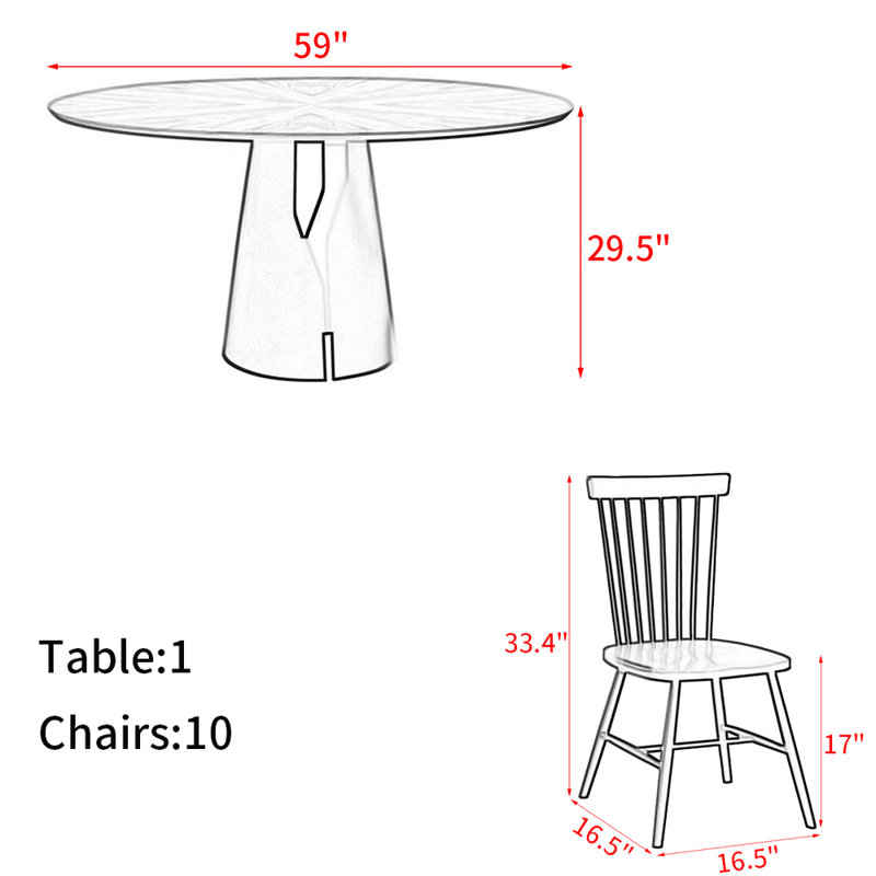 French solid wood round dining table set