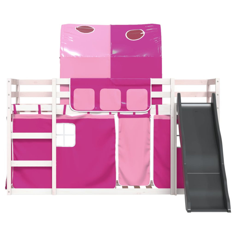 Pocono Bunk Bed Themed Beds with Trundle Included, Pink, White, Single (90 x 190 cm)