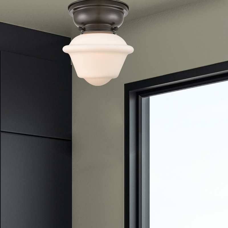 Baptiste Glass Flush Mount, Matte White, No Bulb Included, Oil Rubbed Bronze