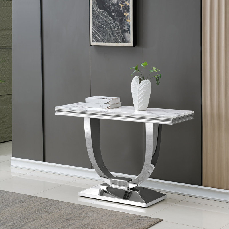 Console Burdell St0233, Argent argent, Blanc / Blanc