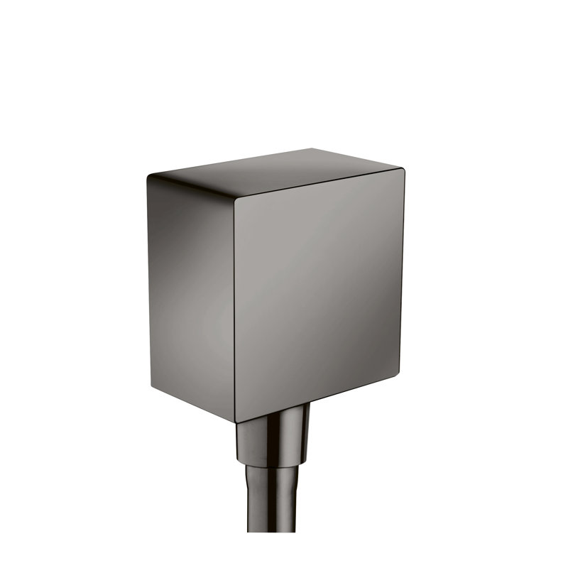 AXOR Showersolutions Wall Outlet Square With Check Valves, Polished Black Chrome
