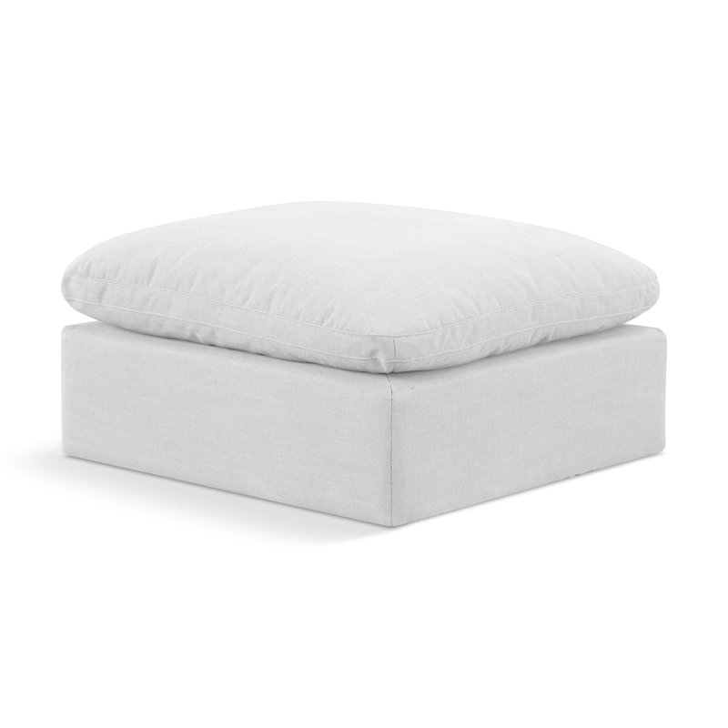 Itala Upholstered Modular Ottoman, White Linen Textured Fabric