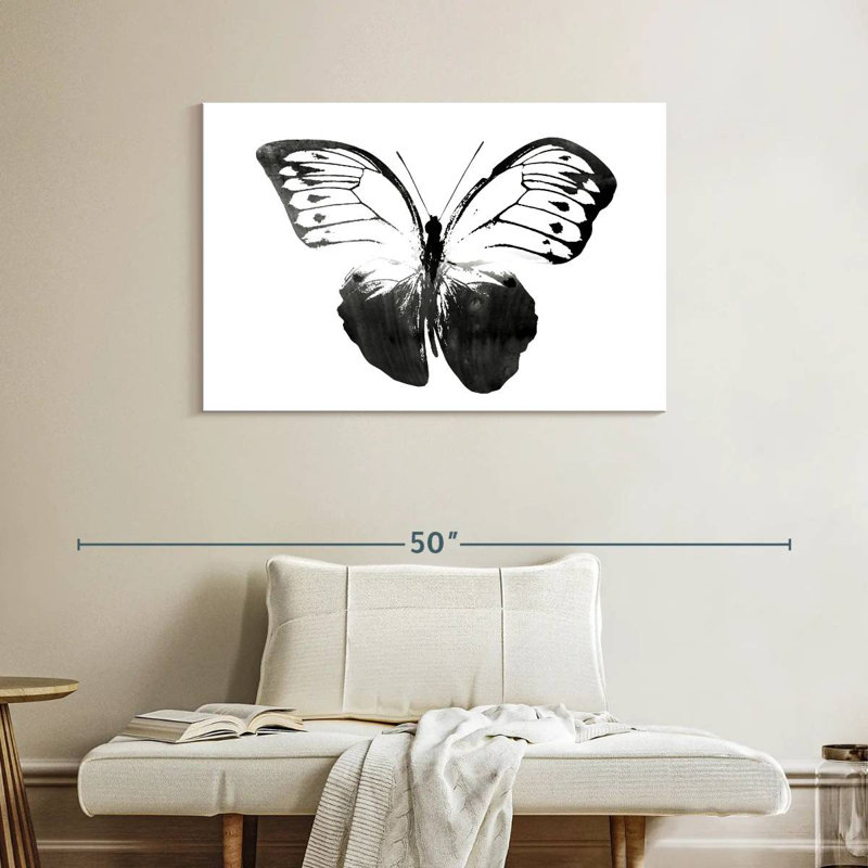 Brampt papillon noir et blanc, H 26 po x l 39 po