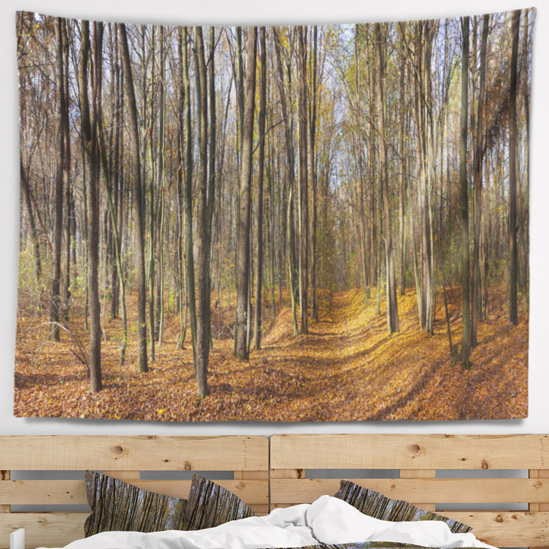 Tapisserie panorama à forêt à chute dense et fixation murale, H 32 po x l 39 po