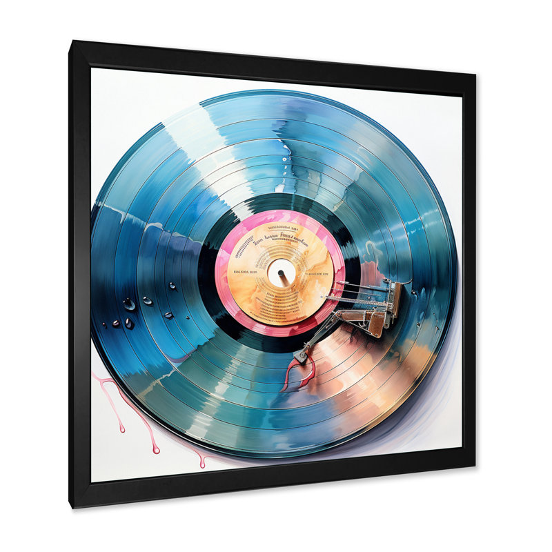 Vinyle, disques vinyle, reflets, Cadre photo noir simple, H 16 po x l 16 po x P 1 po