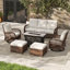 Ensemble de conversation pour patio pour 5 personnes en osier toutes saisons avec table de feu-684747254-682022051