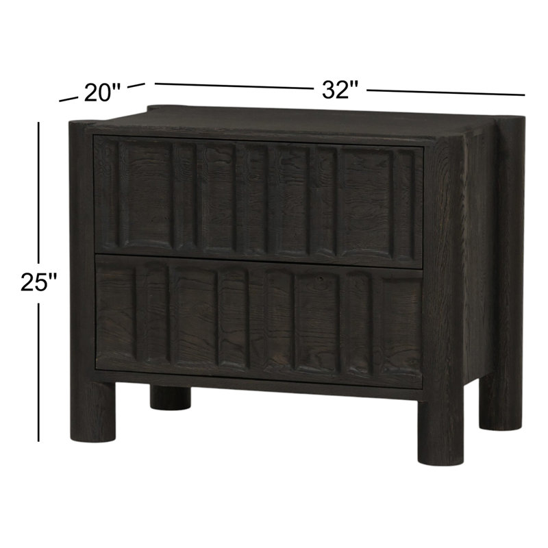 Ezri Nightstand-Cocoa Oak, Black
