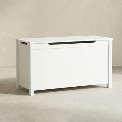 White Kids Wooden Toy Box With Safety Hinged Lid,lift Top Storage Bench