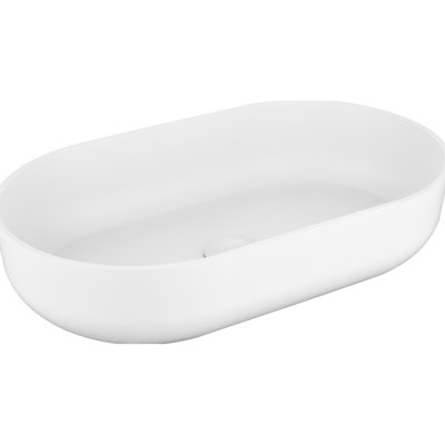 24 In. Rectangular Bathroom Sink White - Above Counter Mounted Surface Scratching And Fading Oval 24"X14" Vessel Installation Hygienic To Smooth