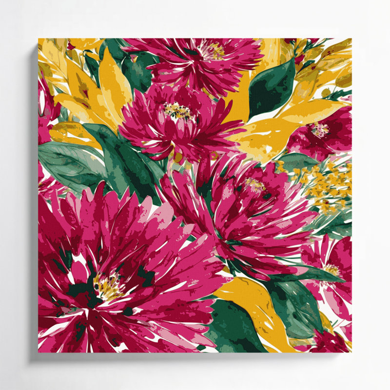 "Watercolor Floral 21", art mural sur toile brune, H 12 po x l 12 po