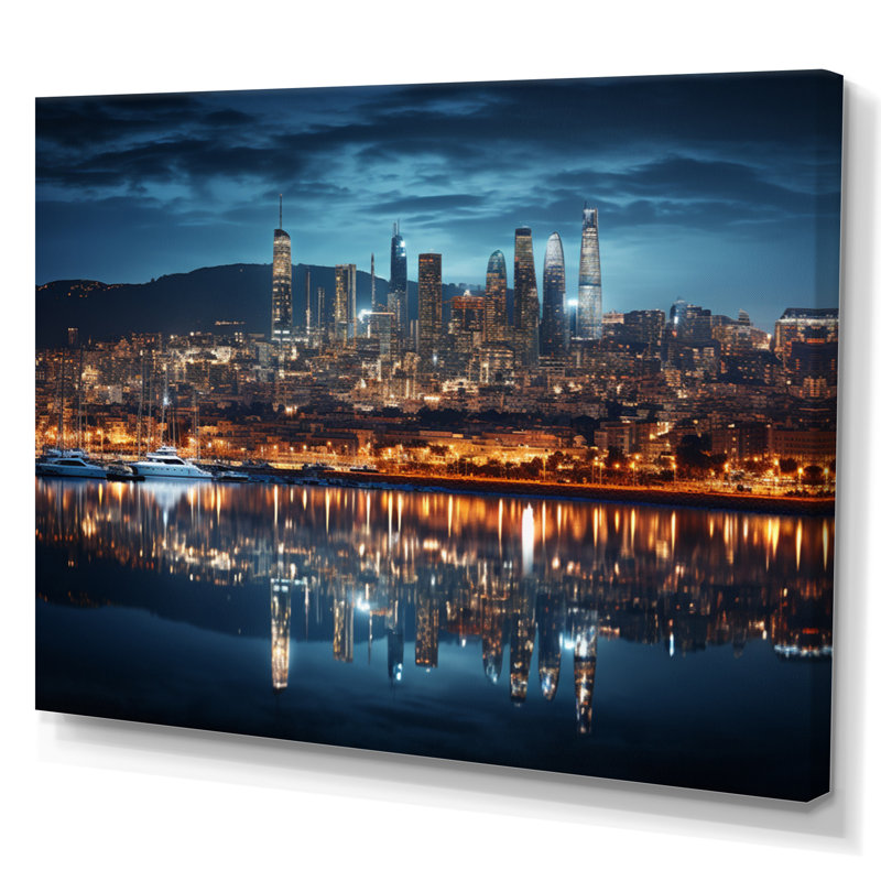 «Barcelona Beautiful Cityscape III» - reproduction, H 12 po x l 20 po x P 1 po, Toile tendue