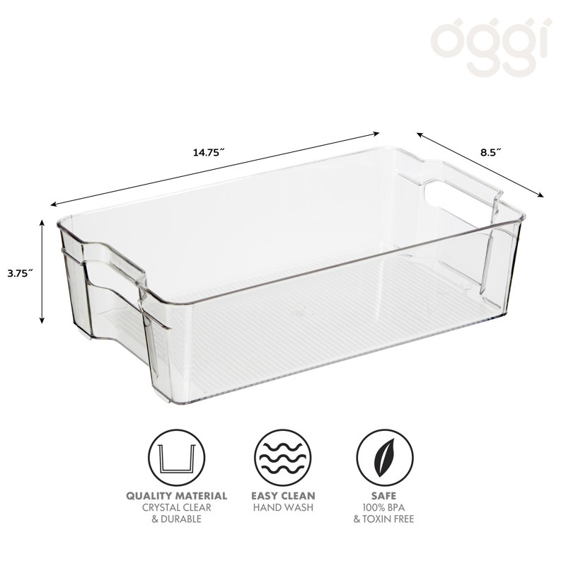 Stackable Storage Bin, 3.75" H x 8.5" W x 14.75" D