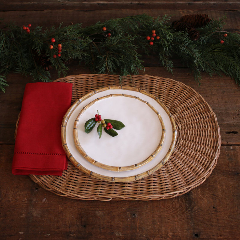 Vida Melamine Salad/Dessert Plate, White/Natural