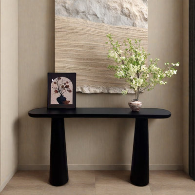 Solid Wood Black Console Table
